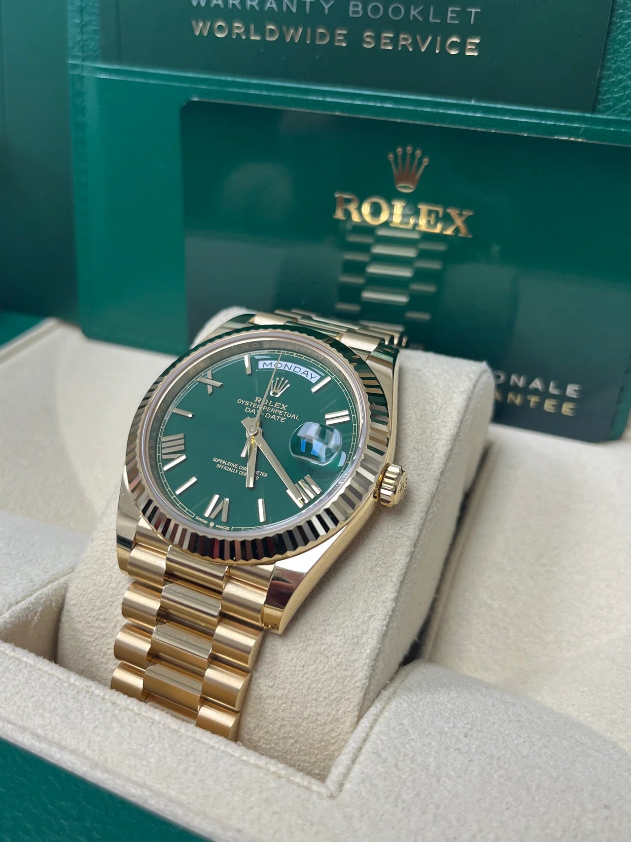 Day Date 40mm oro quadrante verde