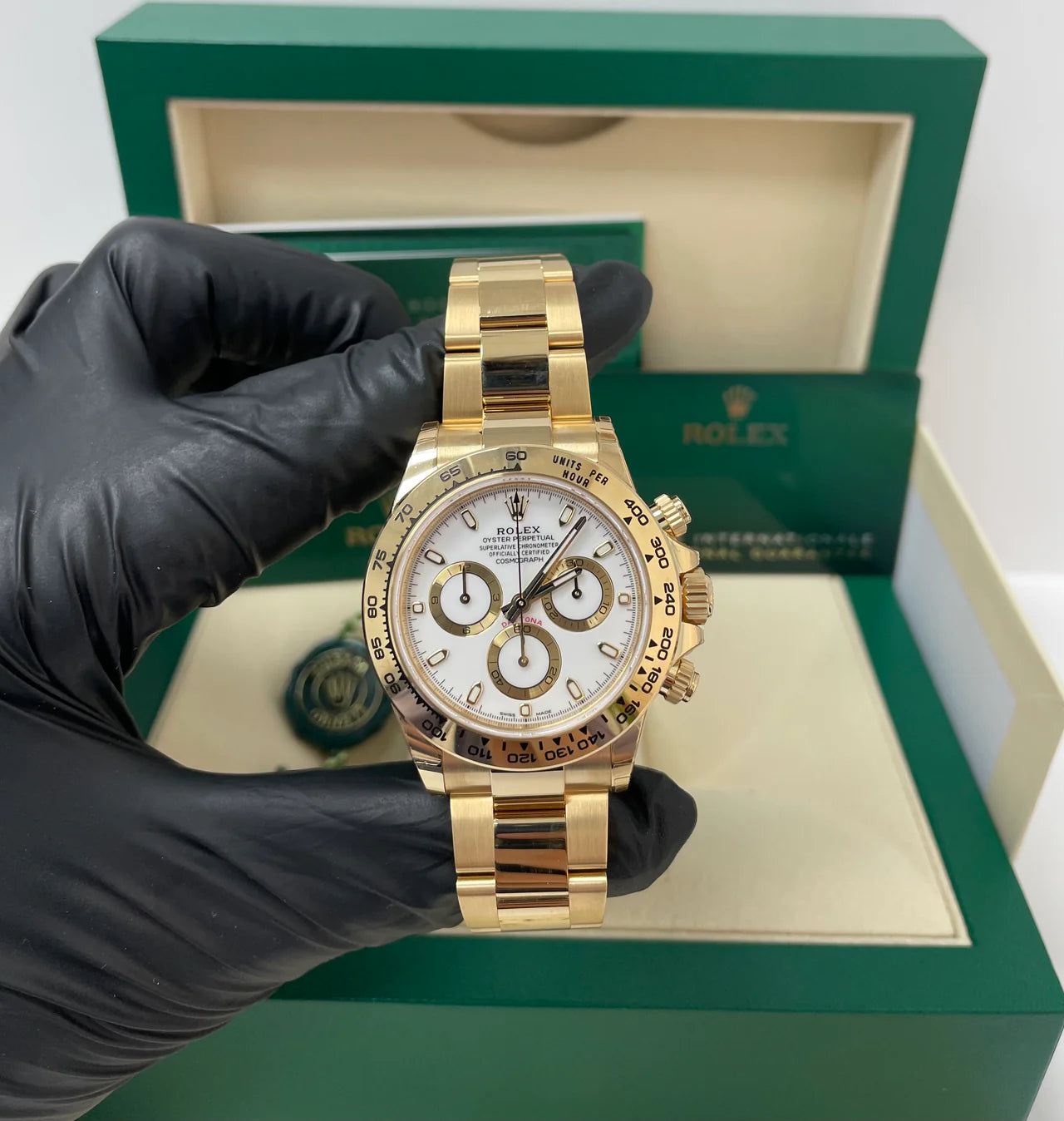 Daytona 40mm Oro giallo quadrante Bianco