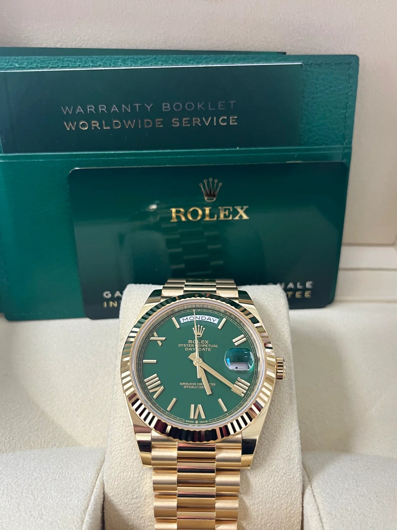 Day Date 40mm oro quadrante verde