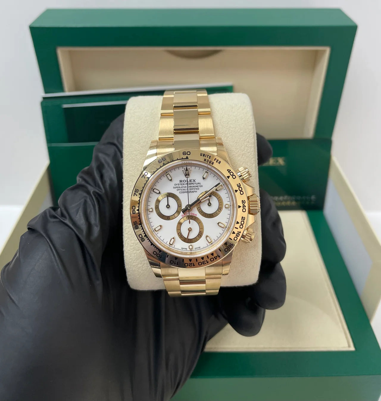 Daytona 40mm Oro giallo quadrante Bianco