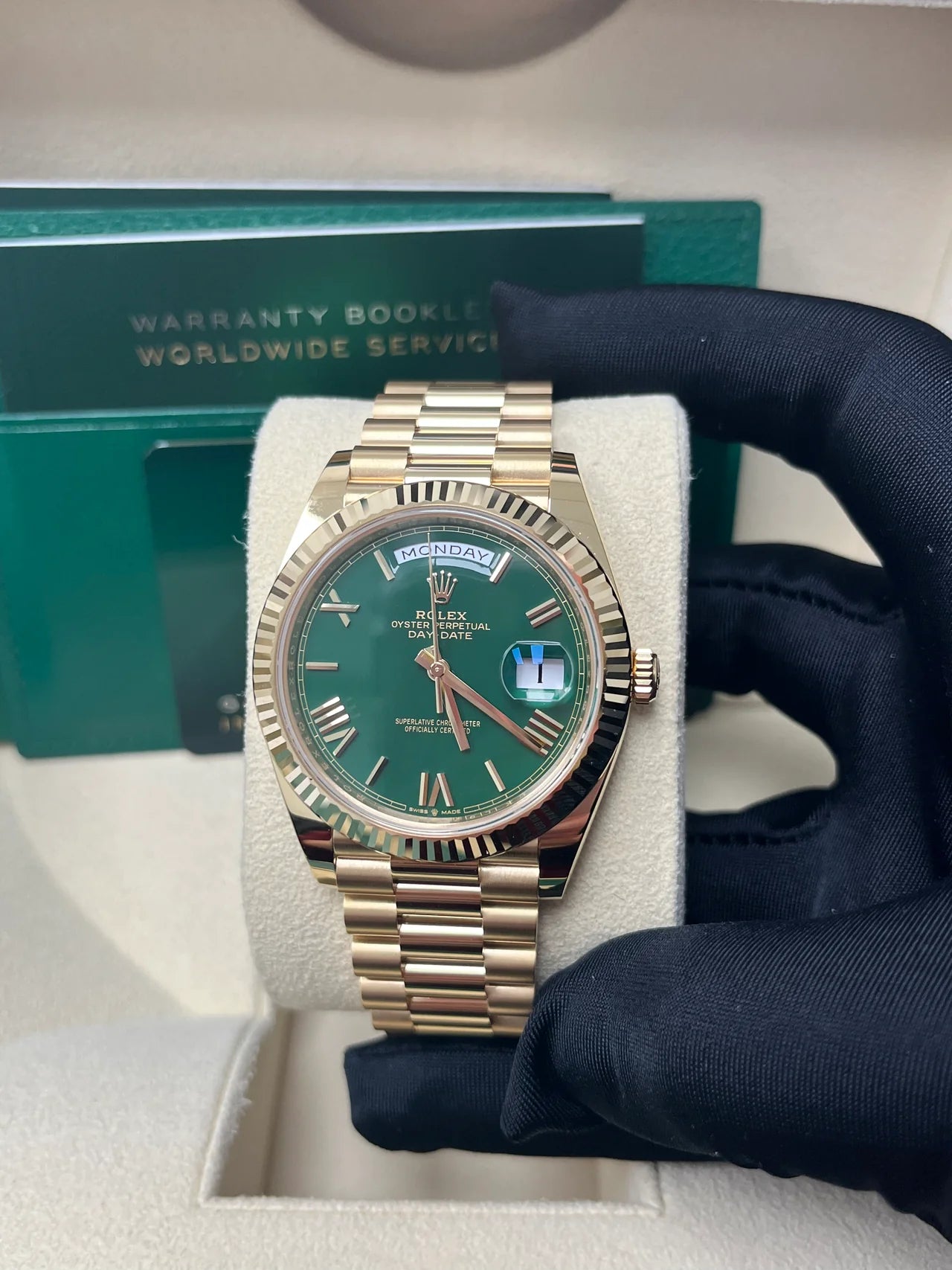 Day Date 40mm oro quadrante verde