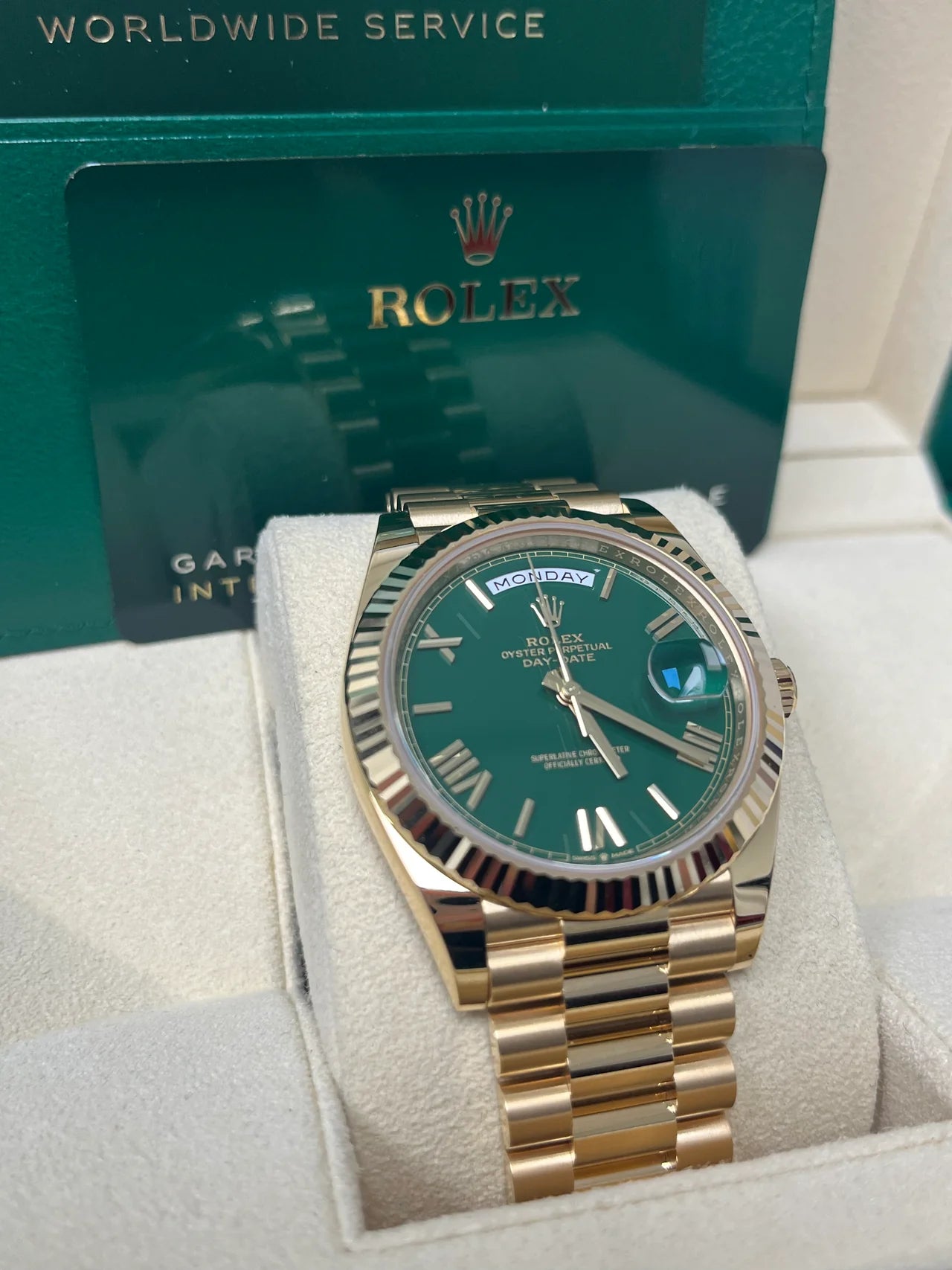 Day Date 40mm oro quadrante verde