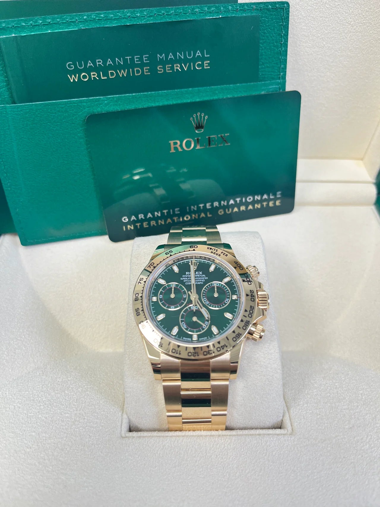 Daytona 40mm Oro Giallo Quadrante Verde