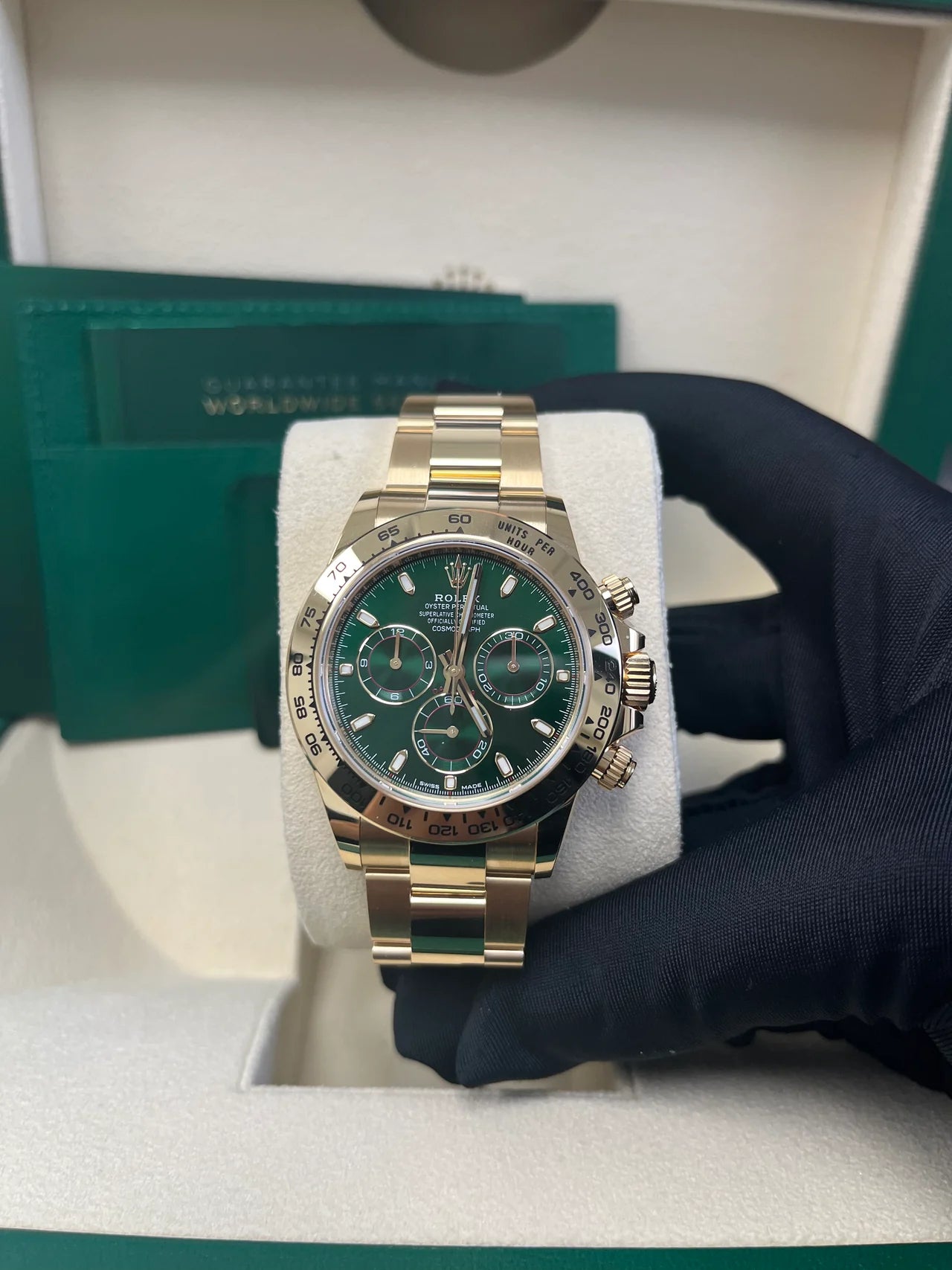 Daytona 40mm Oro Giallo Quadrante Verde