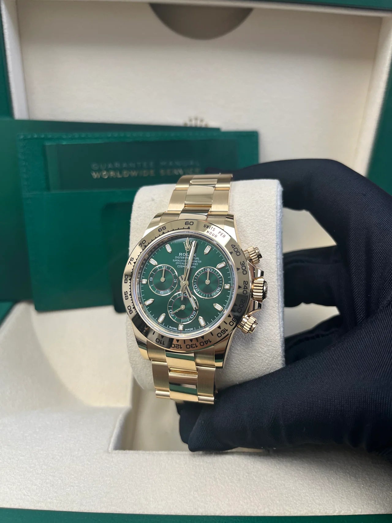 Daytona 40mm Oro Giallo Quadrante Verde