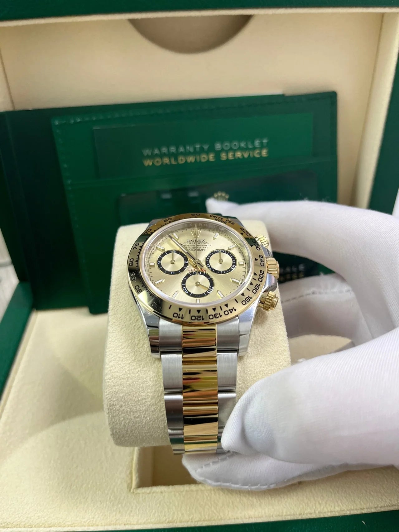 Daytona 40mm Acciaio oro quadrante oro