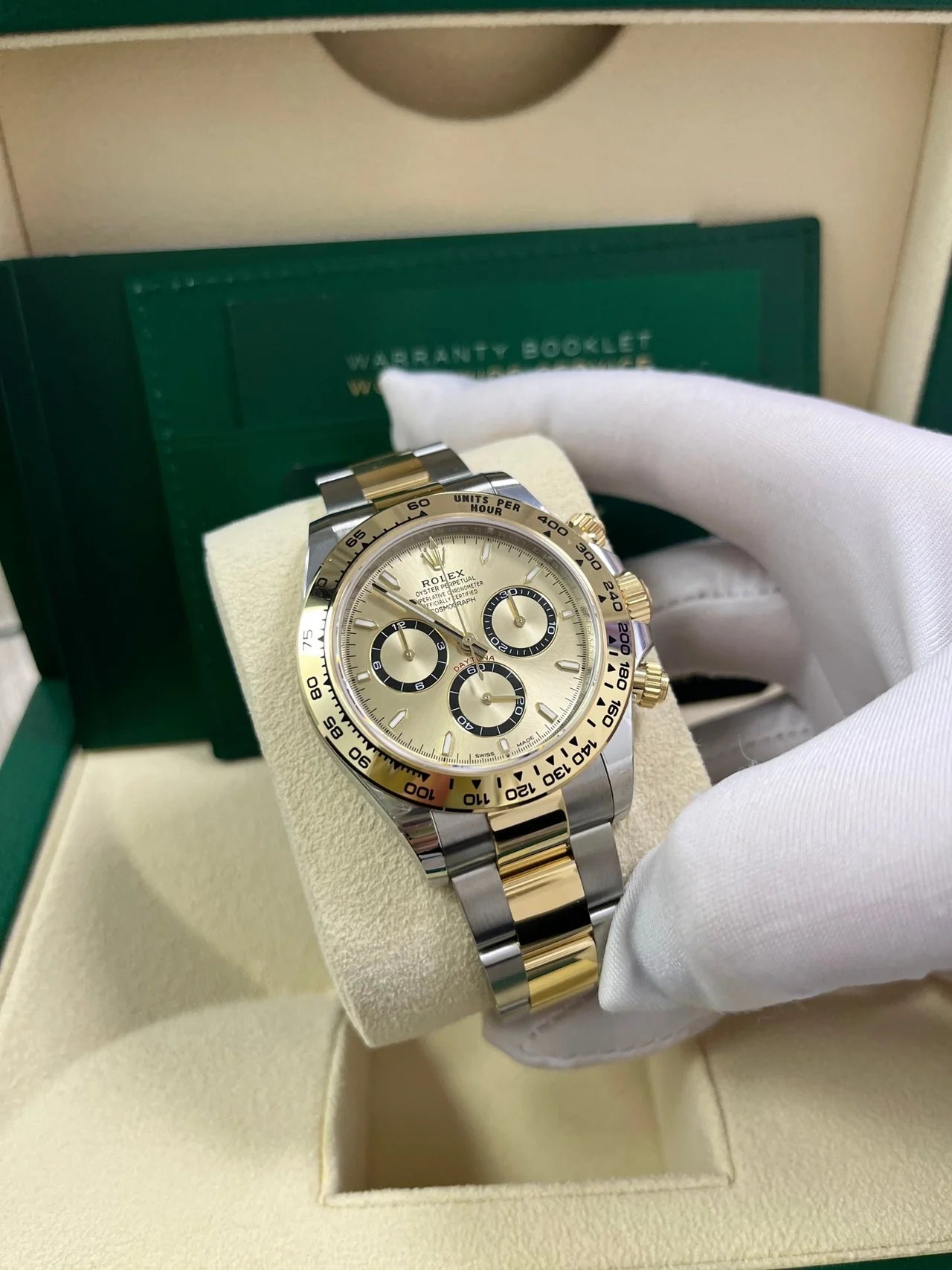 Daytona 40mm Acciaio oro quadrante oro