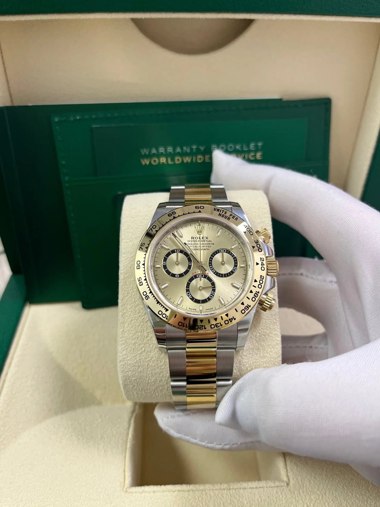 Daytona 40mm Acciaio oro quadrante oro